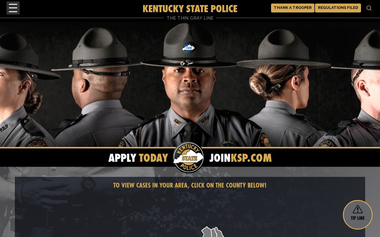 Kentucky State Police county selector for selected public-safety cases